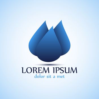 Business template logotype water drops blue color