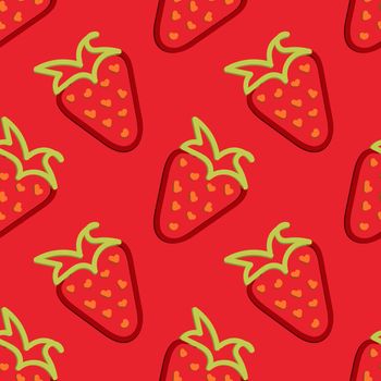 Colored Strawberry Seamless Pattern Kid's Style Hand Drawn