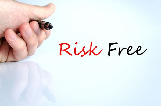 Pen in the hand isolated over white background and text concept