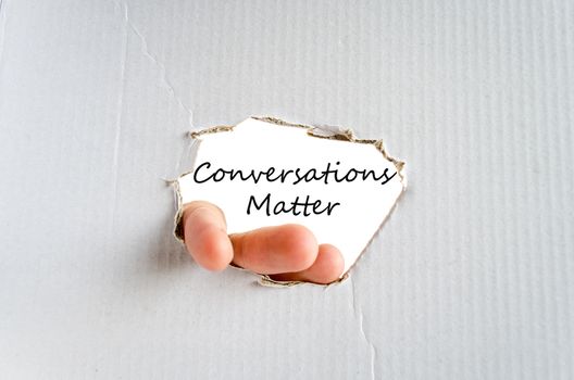 Hand and text concept on the cardboard background