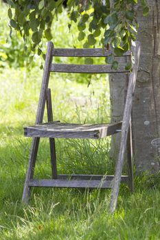 empty old chair in a garden