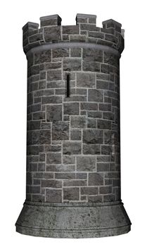 Castle tower isolated in white background - 3D render