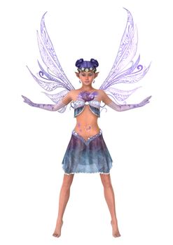 3D digital render of a beautiful purple fairy isolated on white background