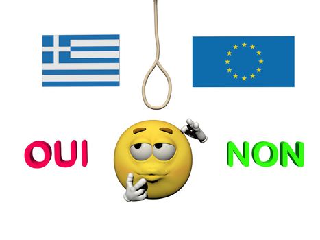 greece referendum and emoticone in questioning