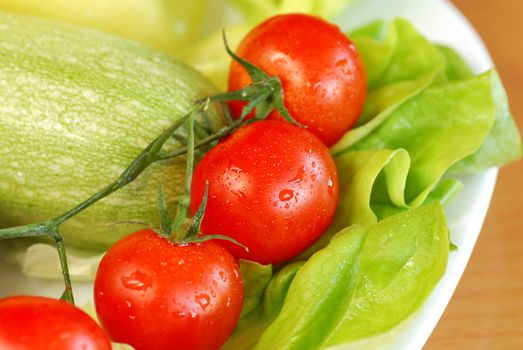 Fresh vegetables, tomatoes, squash and lettuce