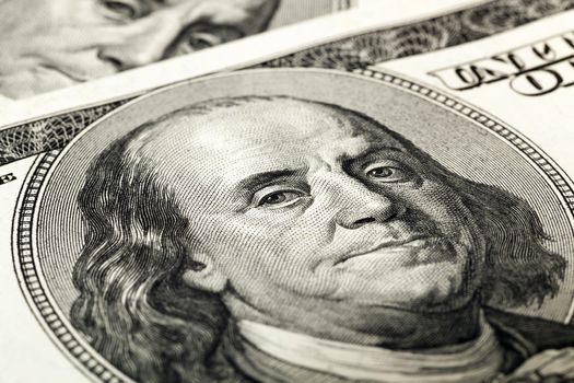   hundred American dollars photographed by a close up