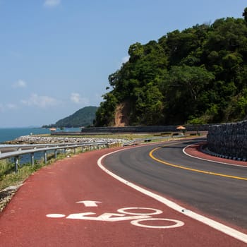 Bicycle road sign and arrow in outdoors