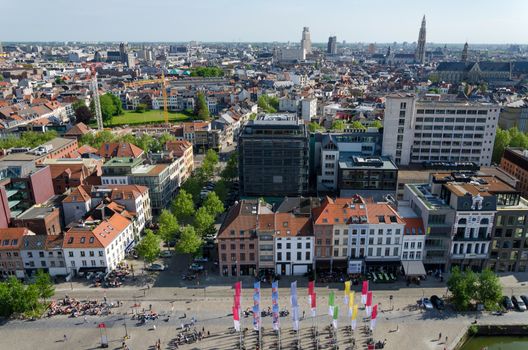 Aerial view of Antwerp city, Belgium. viewed from Museum aan de Stroom