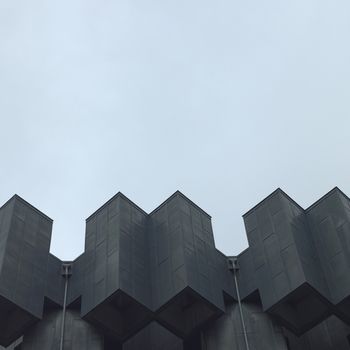 Modern rectangular architecture of a stark building top