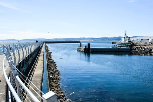 The Victoria Breakwater that leads to a lighthouse