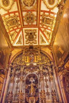 Convento de Santa Teresa Basilica Altar Avila Castile Spain.  Convent founded in 1636 for Saint Teresa, Catholic nun, Counterreformation author, and Spanish mystic, who founded the Carmelite order. Died in 1582 and made a saint in 1614.