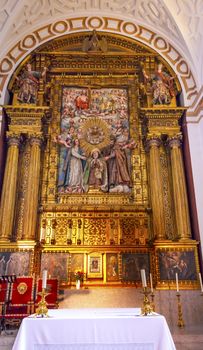 Convento de Santa Teresa Basilica Altar Avila Castile Spain.  Convent founded in 1636 for Saint Teresa, Catholic nun, Counterreformation author, and Spanish mystic, who founded the Carmelite order. Died in 1582 and made a saint in 1614.