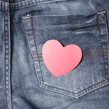 red heart on jean