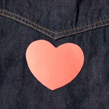 red heart on jean