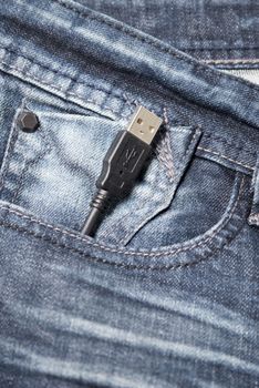 usb cable in jean pocket