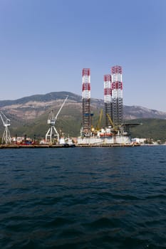  seaport on which mooring there are cargo ships. Montenegro