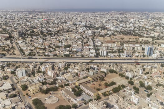 Aerial view of the city of Dakar, Senegal, by the coast of the Atlantic city