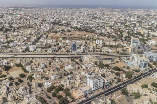 Aerial view of the city of Dakar, Senegal, by the coast of the Atlantic city