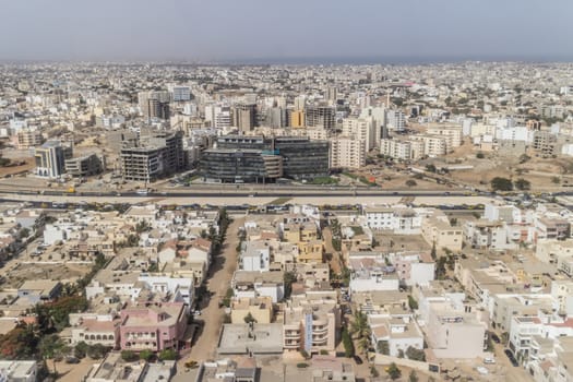 Aerial view of the city of Dakar, Senegal, by the coast of the Atlantic city