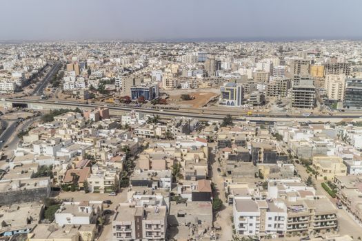 Aerial view of the city of Dakar, Senegal, by the coast of the Atlantic city