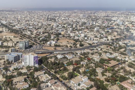 Aerial view of the city of Dakar, Senegal, by the coast of the Atlantic city