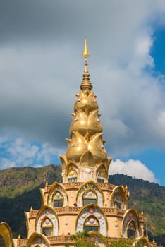 Pagoda in the temple on the mountain.