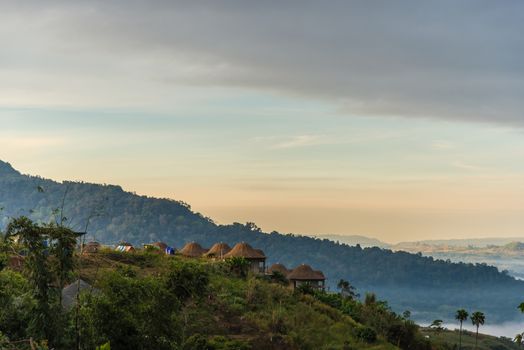 Resort in the mountains and mist.