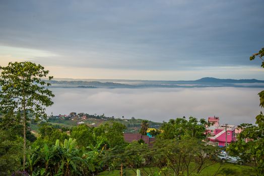 Resort in the mountains and mist.