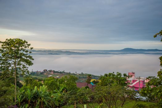 Resort in the mountains and mist.