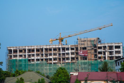 Derrick is used in the construction of tall buildings.