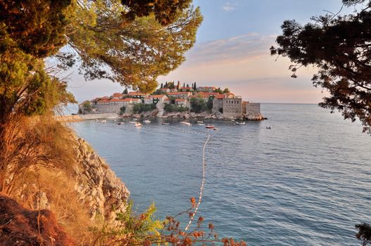 Old town of Sveti Stefan in Montenegro