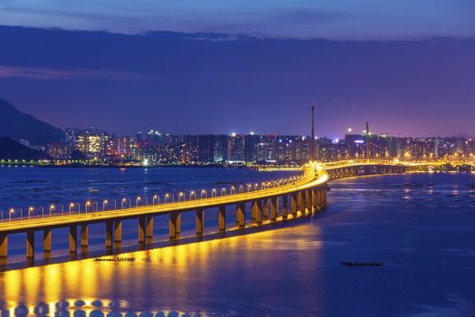 Shenzhen bridge in Hong Kong at night