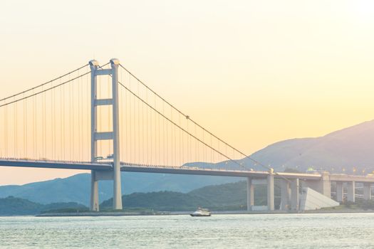 Hong Kong bridge at sunset