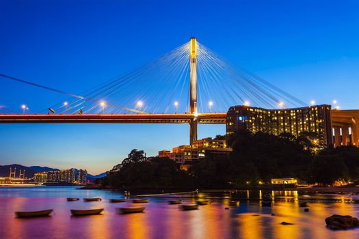 Bridge in Hong Kong at night