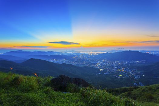 Mountains sunset in summer