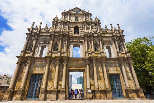 Ruins St Paul church in Macau, China