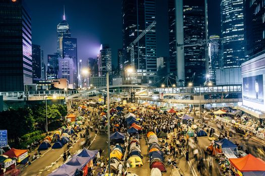 HONG KONG, OCT 14: Umbrella Revolution in Admiralty on 14 October 2014. Hong Kong people are fighting for a real universal suffrage for the next chief executive election.