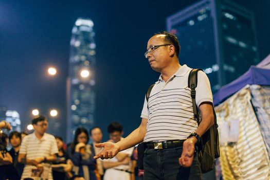 HONG KONG, OCT 14: Umbrella Revolution in Admiralty on 14 October 2014. Hong Kong people are fighting for a real universal suffrage for the next chief executive election.