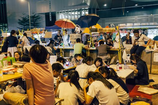 HONG KONG, OCT 14: Umbrella Revolution in Admiralty on 14 October 2014. Hong Kong people are fighting for a real universal suffrage for the next chief executive election.