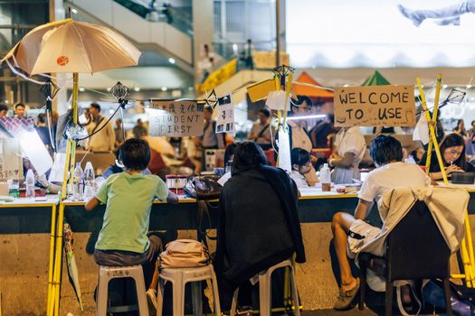 HONG KONG, OCT 14: Umbrella Revolution in Admiralty on 14 October 2014. Hong Kong people are fighting for a real universal suffrage for the next chief executive election.