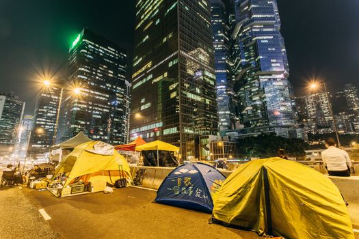 HONG KONG, OCT 14: Umbrella Revolution in Admiralty on 14 October 2014. Hong Kong people set up many facilities at the occupied zone.