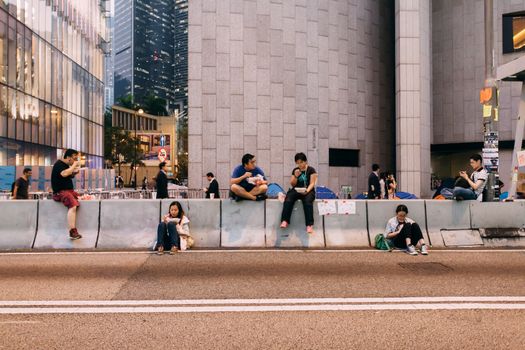 HONG KONG, OCT 14: Umbrella Revolution in Admiralty on 14 October 2014. Hong Kong people are fighting for a real universal suffrage for the next chief executive election.