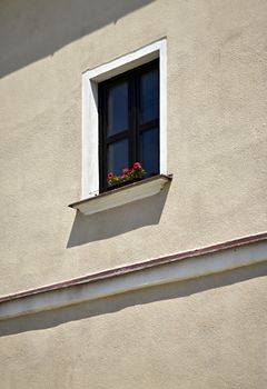 background old ancient Window with flower pots