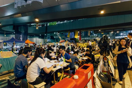 HONG KONG, OCT 14: Umbrella Revolution in Admiralty on 14 October 2014. Hong Kong people are fighting for a real universal suffrage for the next chief executive election.