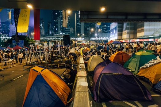 HONG KONG, OCT 14: Umbrella Revolution in Admiralty on 14 October 2014. Hong Kong people are fighting for a real universal suffrage for the next chief executive election.