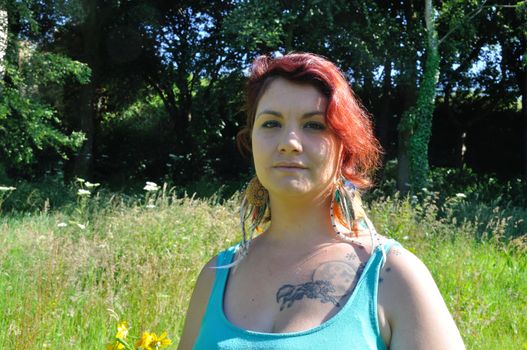 portrait of red  hair woman 