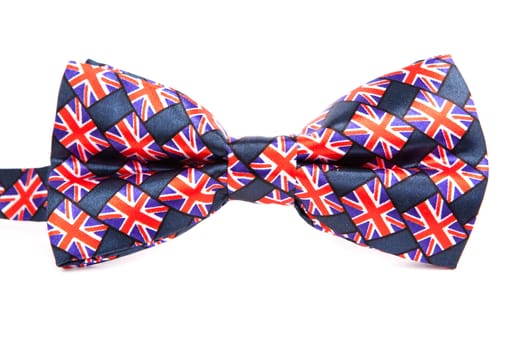 bow tie with a British flag on an isolated white background