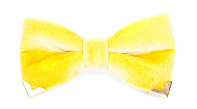 bow tie yellow color on the isolated white background