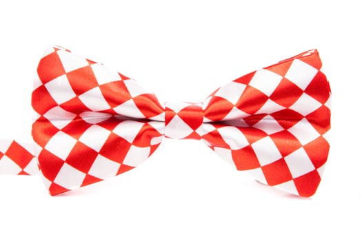 Graceful bow tie red white box on an isolated white background