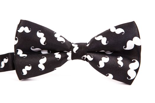 Funny bow tie black with white mustache on an isolated white background